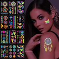 thumbnail image 1 of Neon Face Paints for Festivals - Glow in the Dark Temporary Tattoos, 1 of 4