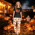 thumbnail image 2 of Family Matching Halloween Pajamas Set - 2 piece Halloween Short Sleeve Top and Pants Outfit,Cartoon Spooky Theme Halloween Pajamas for Family Photos for L Pjs, 2 of 8