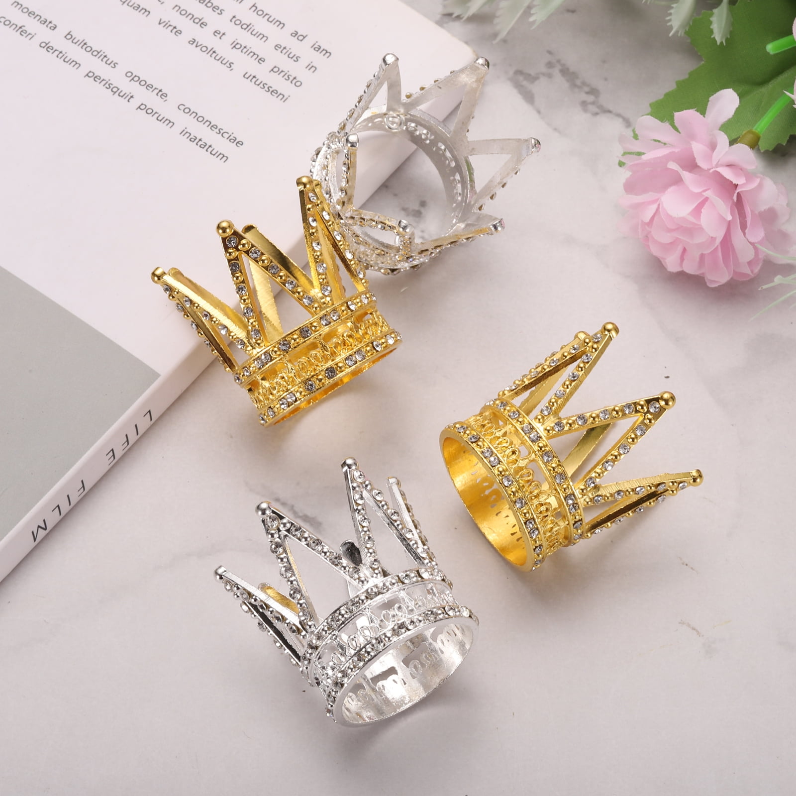 Unique Bargains Mini Crown Cake Toppers, Alloy Queen Tiara for Birthday Decor Silver
