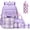 Purple, variant on 4 in 1 School Backpack Set Plaid Bookbag with Insulated Lunch Bag, Pencil Case & 14oz Stainless Steel Water Bottle
