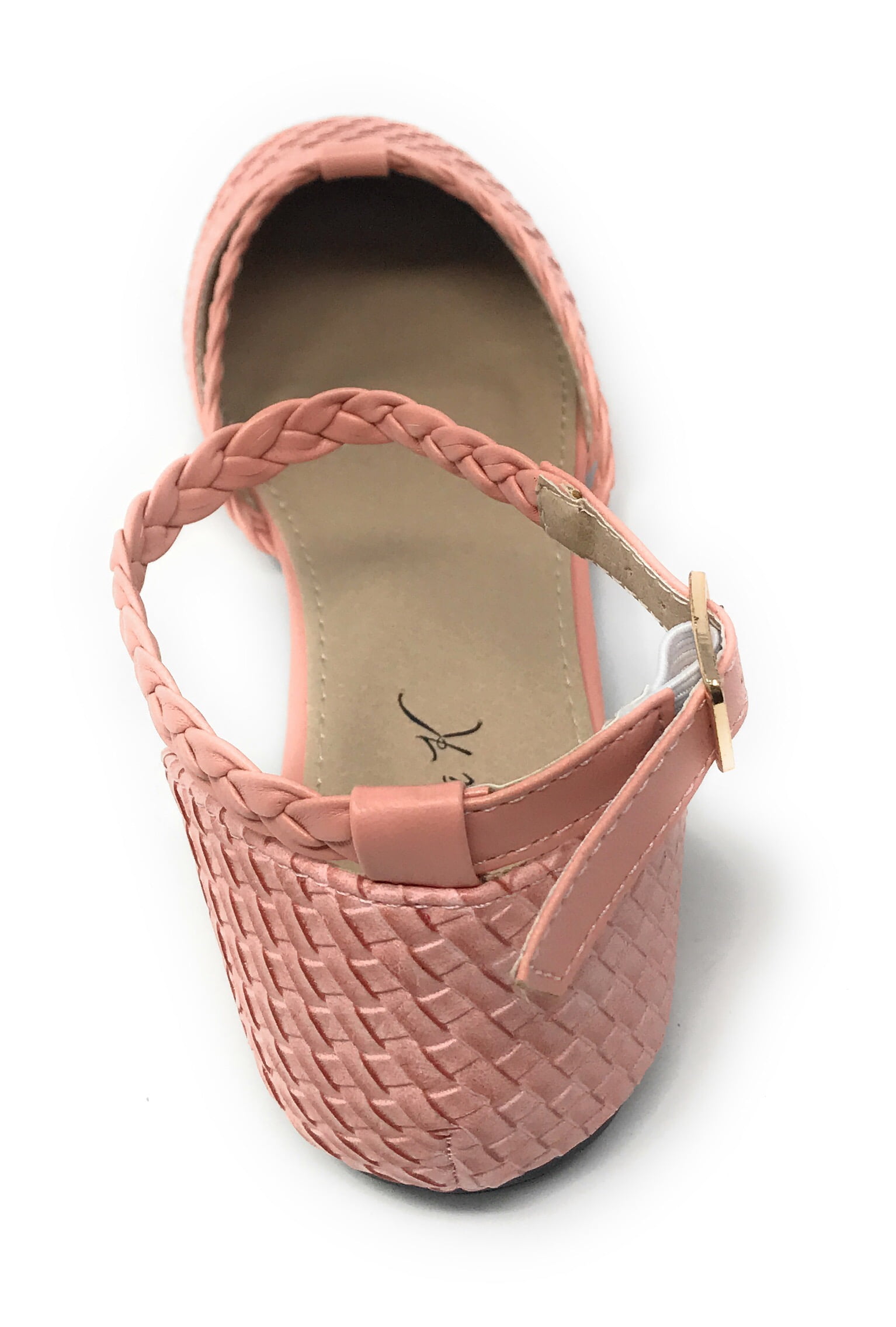 Victoria K Women's Basket Weave With Braid Straps Ballerina Flats