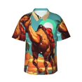 thumbnail image 2 of Goofa Cool Camel Oasis Vibes Hawaiian Shirt for Men, Unisex Summer Beach Casual Short Sleeve Button Down Shirts,Aloha Tropical Floral print shirt-, 2 of 9