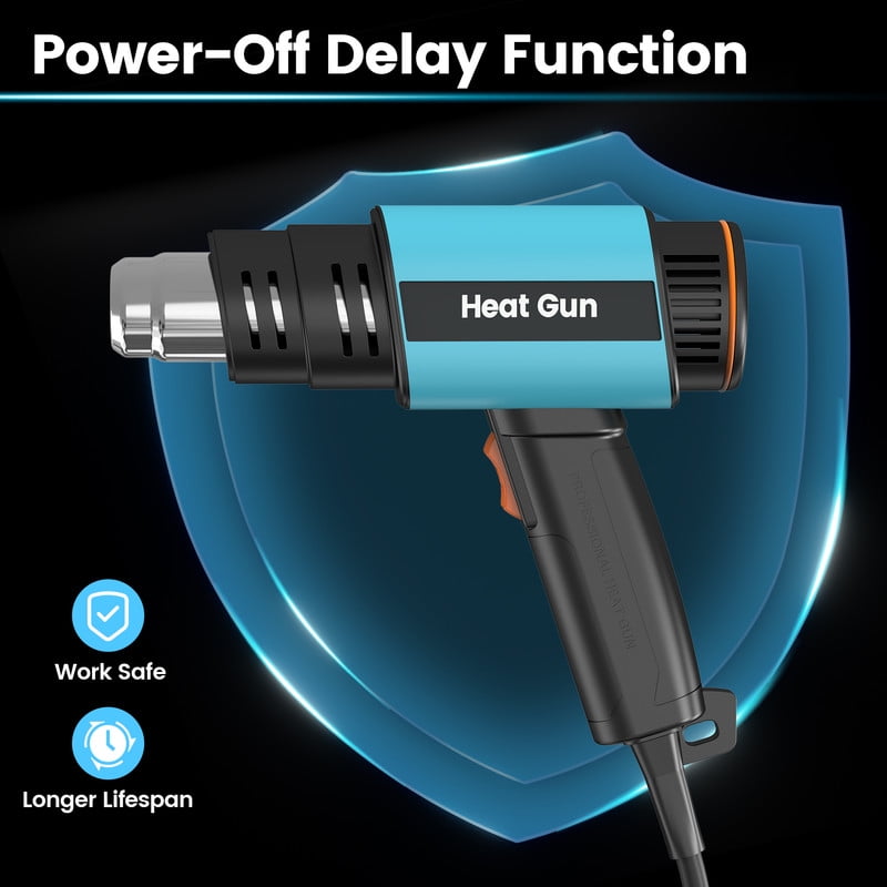1500W Hot Air Gun with Digital LCD Display HD, Thawing, Heatsharink Tube, Paint Removal, Loosening Rusty Bolts