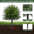 thumbnail image 2 of 23.6 Artificial Cypr Topiary Outdoor Plants with Spike 2 Pack Faux Cedar Bushes UV Resistant Fake Shrubs for Front Porch Decor Cedar Topiary Ball Trees, 2 of 8