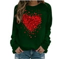 thumbnail image 2 of SOOMLON Womens Valentines Day Sweatshirts Girl Friend Valentines Gift Loose Long Sleeve Crew Neck Hoodies Tops Cute Love Heart Print Pullovers Shirts Trendy Festival Outfits 2025 Army Green XL, 2 of 5