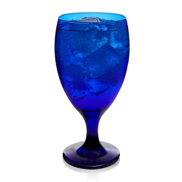 Libbey Premiere Cobalt Iced Tea Glasses, Stylish Cobalt Blue Drinking Glasses Set of 12, Dishwasher Safe Stemmed Water Goblets for Weddings and More