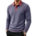 thumbnail image 2 of Mens Long Sleeve Polo Shirts Fashion Casual Raglan Button Polo Tee Collared Golf Shirt, 3XL, 2 of 6