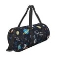 thumbnail image 3 of Xecao Space print Round Travel Duffel Bag is a foldable gym bag with an inner pocket, perfect for travel sports, 3 of 8