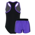 thumbnail image 2 of YONGHS Kids Girls Two Piece Athletic Swimsuit Racer Back Jumpsuit with Boyshorts Bathing Suit Purple 10, 2 of 7