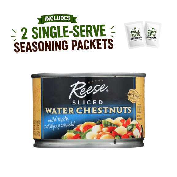Reese Water Chestnuts Sliced, 8 oz. With Two Seasoning Packets.