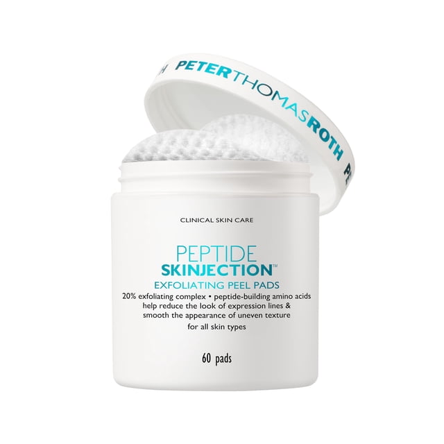 Peter Thomas Roth Serviettes Exfoliantes Peptide Skinjection, pour Lisser les Lignes d'Expression et les Rides Émergentes, Sans Parfum, Sans Alcool, pour Tous Types de Peau