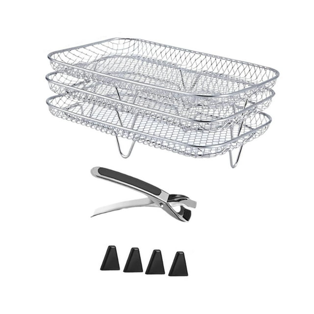 DOLITY Grille pour Friteuse à Air Chaud Panier de Cuisson à 3 Couches Antiadhésif Empilable Rectangulaire
