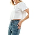 thumbnail image 3 of Women's Boxy Crop Top Round Neck Short Sleeve Casual 100% Cotton Cropped Tee T-Shirt (Large, White), 3 of 6
