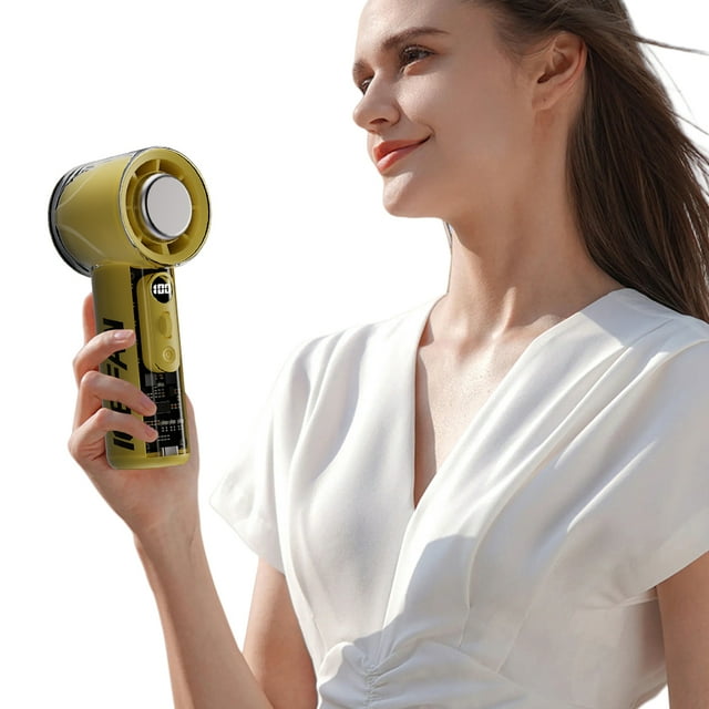 Ventilador Enfriamiento Funcionamiento Baterías Mini Portable 100 Velocidades Viento 3000 MAh Recargea () Amarillo
