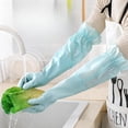 thumbnail image 4 of Household Kitchen Cleaning Gloves Waterproof Cotton Lined Dishwashing Non-Slip Long Cuff Gloves, 4 of 5