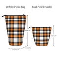 thumbnail image 2 of Lsque Orange Plaid Pattern Telescopic Pencil Bag Pen Holder Stationery Case, Stand-up Retractable Transformer Bag Organizer, 2 of 6