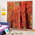 thumbnail image 2 of Cortinas para sala de estar, cortinas sombreadas con estampado de hojas rojas, cortinas para dormitorio (150*166cm), 2 of 8