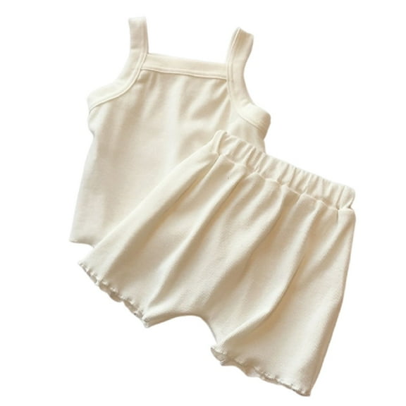 XBASW Toddler Baby Girl Summer Camisole Set Sleeveless Suspender Tops Shorts Cotton Solid Outfits 9M-4T