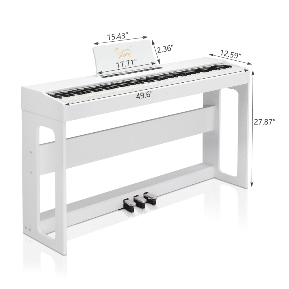 Tcbosik 88 Key Full-Weighted Keyboard with Furniture Stand and Headphone, Portable Piano with Power Adapter and Triple Pedals, White