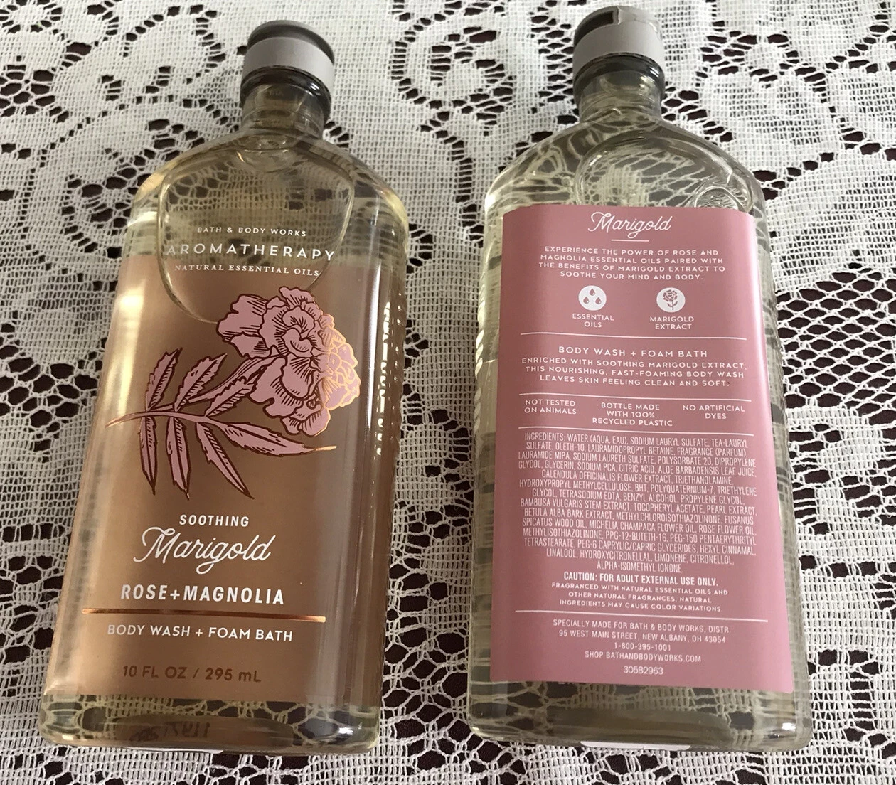 Bath and Body Works Aromatherapy Soothing Natural Essential Oils Body Wash and Foam Bath Twin Pack, Marigold Rose and Magnolia
