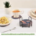 thumbnail image 6 of Haosy Set of 6 Drink Woven Coaster with Holder Heat Resistant Non-Slip Bar Coasters 4 Inches Blue Bird with Lighte Feathers, 6 of 7