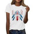 thumbnail image 5 of PXLKNZH Fun 4th of July Tops Women Independence Day Plus Size Short Sleeve Graphic Tees 2025 Summer V Neck Patriotic T-Shirts,White,S, 5 of 8