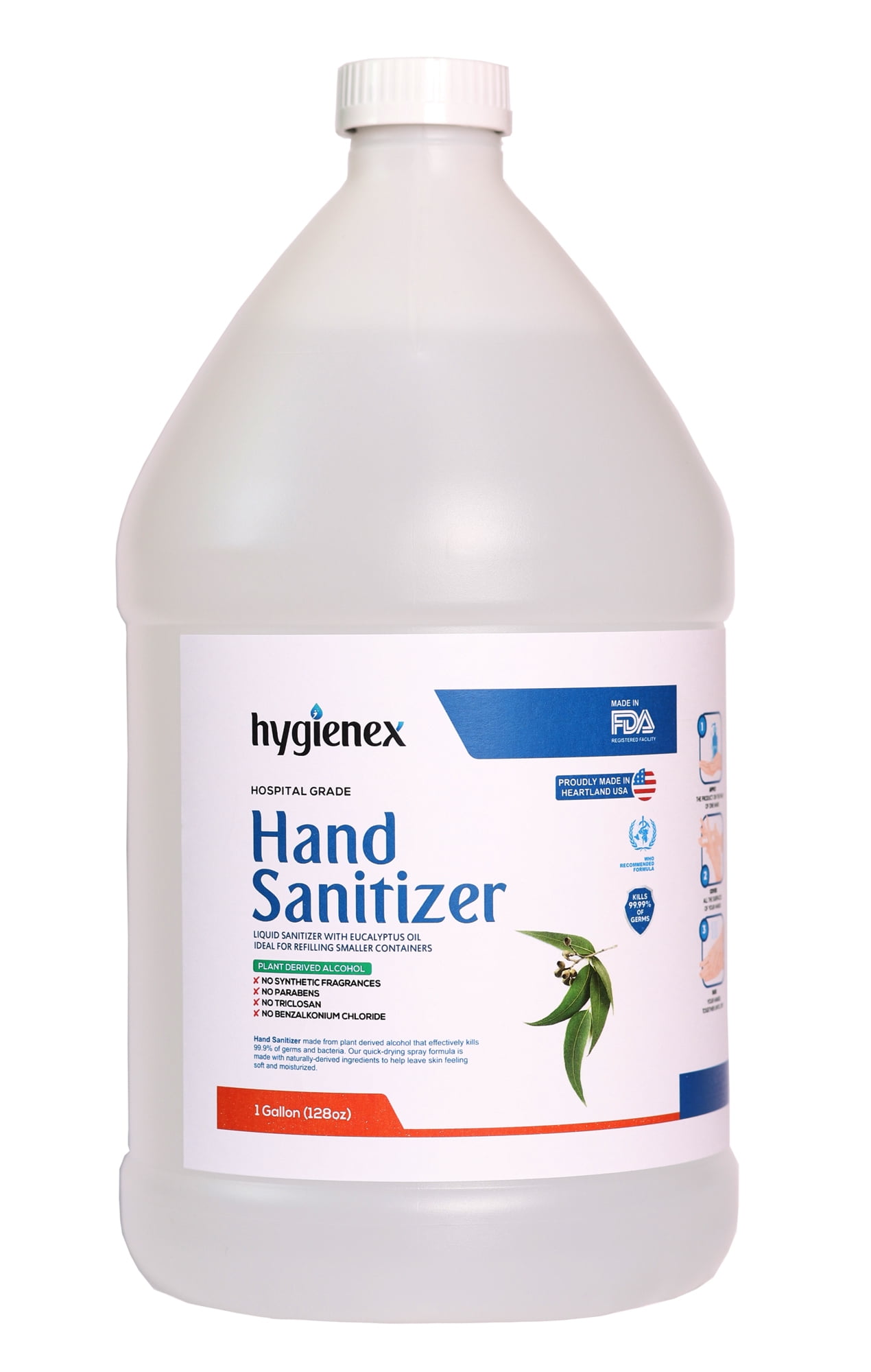 Hygienex 1 Gallon Hand Sanitizer Gel, 128 Oz, Scented with Eucalyptus