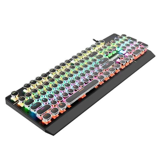STARTIST Mechanical Gaming Keyboard RGB Backlit USB Passthrough 104 Keys for Computer Black Round Keycap