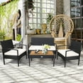 thumbnail image 1 of Costway 4PCS Patio Rattan Furniture Set Sofa Chair Coffee Table W/ Cushion White, 1 of 10
