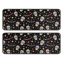 Kitchen Rugs Sets Of 2,Black Festive Skull Pattern Anti Fatigue Kitchen Mat Rugs Non Slip Washable,Decorative Kitchen Floor Mats for Kitchen,Sink,Laundry,17"x47" 17"x47"