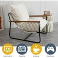 thumbnail image 6 of Accent Chair, Sherpa Arm Chair for Living Room, Mid Century Modern Accent Chairs, Boucle Reading Bedroom Chair, Teddy Armchair, Wooden Arms Metal Frame, 6 of 8