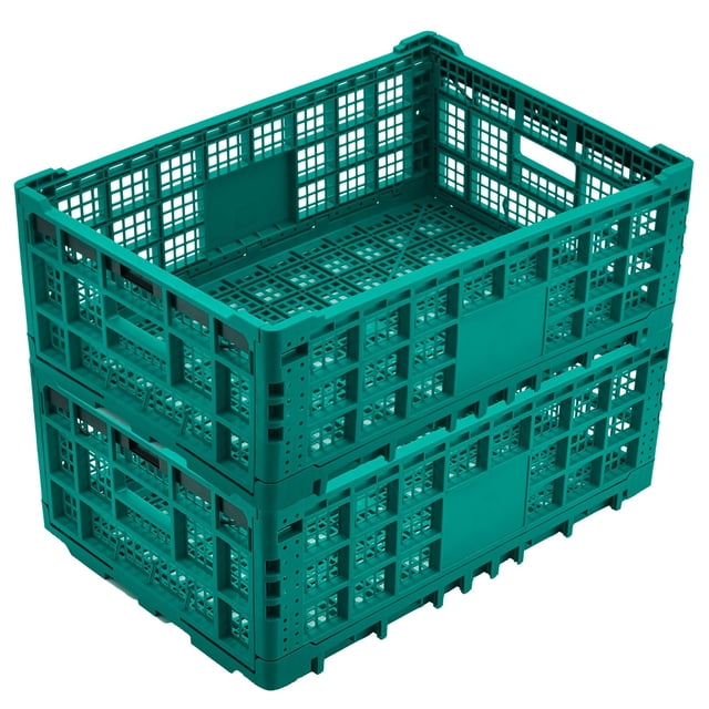 QinaQin Caja plegable de almacenamiento de 52 L, tipo milk crate de plástico reforzado, diseño colapsable y multiusos para garaje, cocina, oficina y organización diaria