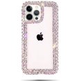 thumbnail image 1 of Funda para iPhone 13 Pro Max para mujeres y niñas 3D con purpurina brillante y bonitos abalorios de cristal con diamantes de imitación y parachoques transparente, 1 of 7