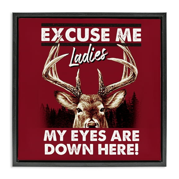 Stupell Industries Eyes Are Down Here Animals Painting Black Floater Framed Canvas Art Print Wall Art, 18 x 18