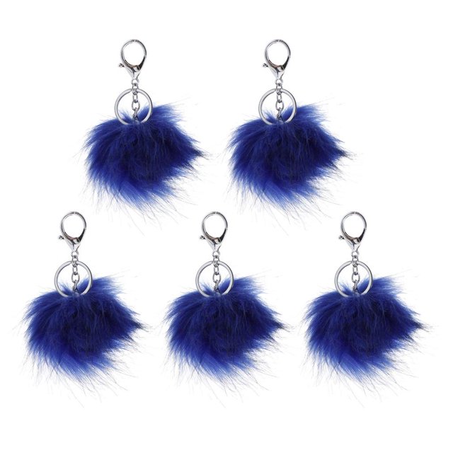 5 piezas pompones mullidos pompones llavero de piel sintética pompones llavero para coche llavero o bolso decoración Azul real Soledad 5x colgantes de felpa encantos de bolas