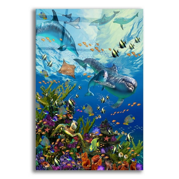 Epic Art 'Deep Blue Sea' by Enright, Acrylic Glass Wall Art, 12"x16"