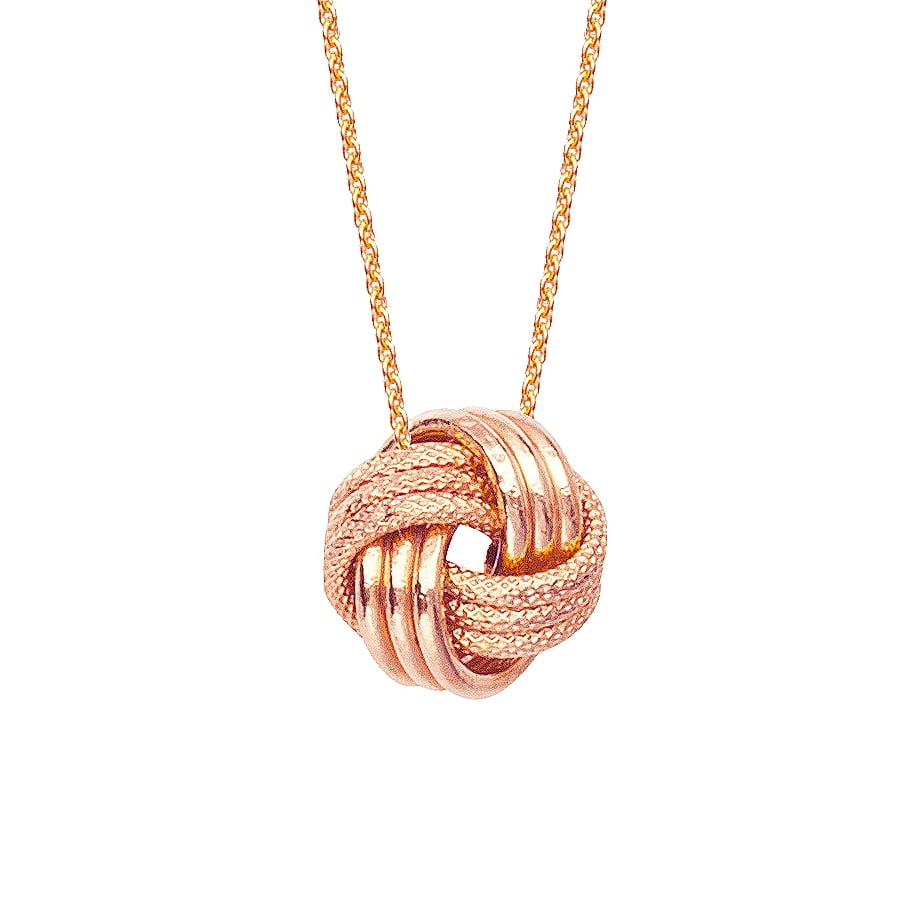 Dazyle 14k Rose Gold Plain And Textured Tripple Tube Love Knot Necklace Adjustable Cable Chain 16 18 Walmart Com Walmart Com
