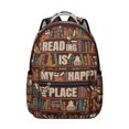 thumbnail image 1 of Bookshelf Wall Library Students Backpack Educational Bookcase Wall School Bag with Classic Book Lover Design, Lightweight and Durable for Students and Readers, 1 of 6