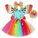 thumbnail image 2 of Disfraz de hada para niñas, vestido de tutú con purpurina y arcoíris con alas de mariposa, para fiestas de cumpleaños de Halloween y princesas, 2 of 5