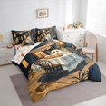 thumbnail image 2 of Feelyou Cartoon Dining Ghost Full Size Bedding Sets, Happy Halloween Pizza Full Size Bed in a Bag, Slate Blue, Halloween Reversible, 7pcs, 2 of 7