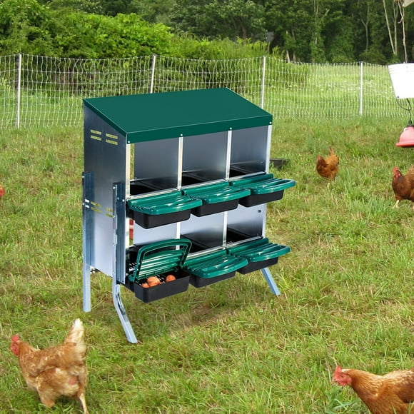 TROPOW CuisinSmart Nichoirs pour Poules, Nichoirs pour Poules à 6/8/10 Trous, Boîte de Ponte pour Poules avec Couvercle, Nichoir Enroulable pour Poulailler pour Protéger les Oeufs, Vert/rouge