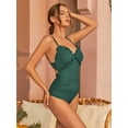 thumbnail image 4 of ALove Sexy V Neck Ruched One Piece Swimwear for Women Double Straps Bath Suit Monkini, 4 of 7