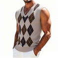 thumbnail image 2 of Baeitkot Men's V-Neck Sleeveless Top Men's Colorblock V-Neck Sleeveless Knit Sweater Casual Layering Top Khaki Free Size, 2 of 6