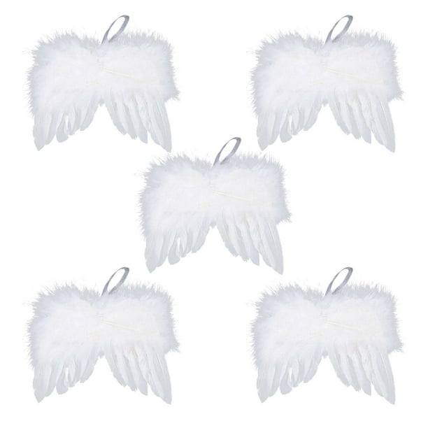 5 Piezas de Plumas Colgantes de Alas de Ángel, Plumas de Ángel, Adornos de Plumas Elegantes, Adornos Colgantes para decoración de Festivales de , Blanco