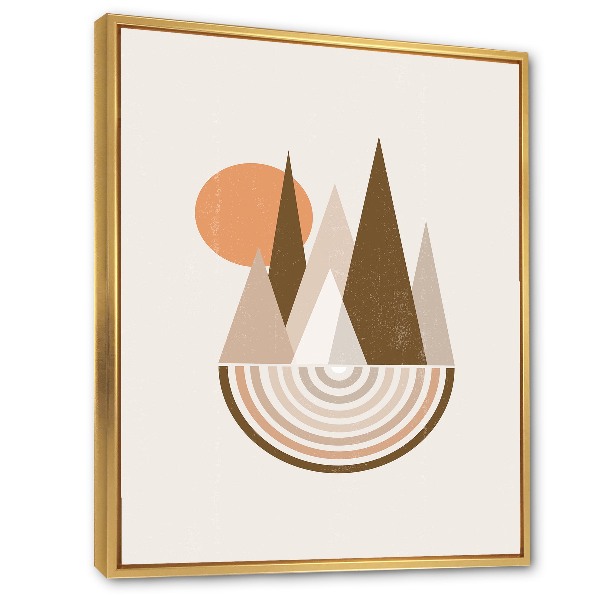 Designart 'Minimalistic Red Full moon Landscape With Mountain' Modern Framed Canvas Wall Art Print