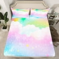 thumbnail image 2 of jejeloiu Cartoon Stars Print Full Size Sheets,Rainbow Galaxy Starry Sky Bed Sheets For Girls Teens 4pcs, 2 of 7