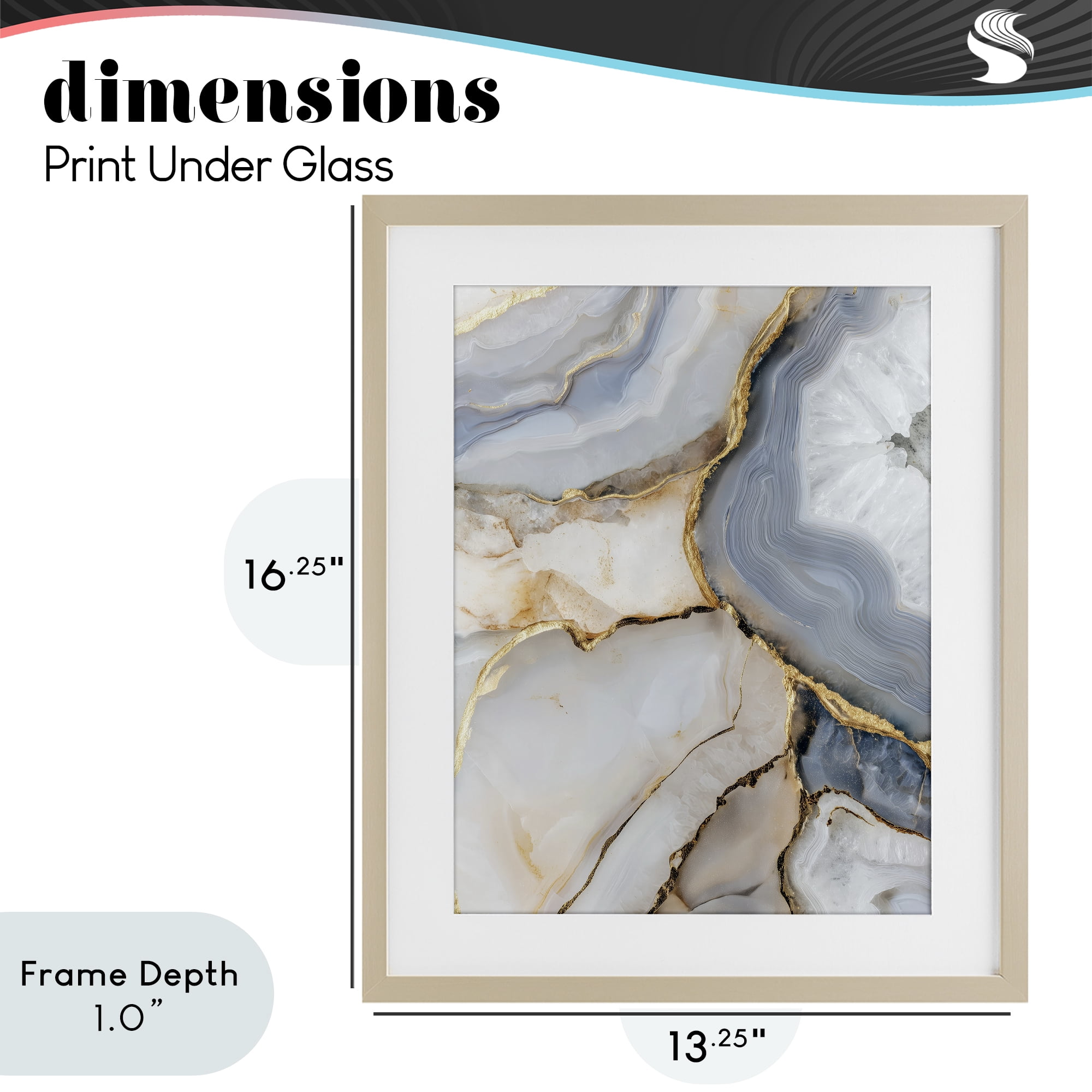 Stupell Industries White And Gray Geode Birch Framed Print Under Glass, design by Svetlana Aleynikova