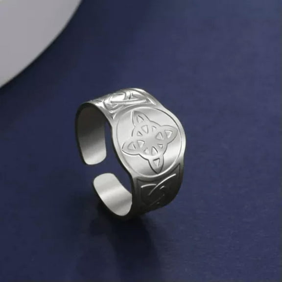 EOEMY Celtic Witch Knot Ring Stainless Steel Open Rings Wiccan Amulet Jewelry Gift