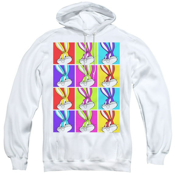 Looney Tunes Bugs Tiles Adult Pullover Hoodie Sweatshirt White