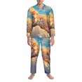 thumbnail image 3 of Balery Cloud Sleeping Cat Pijama para Hombre de Dos Piezas con Manga Larga, Conjunto de Dormir y Descanso Suave con Bolsillos-Small, 3 of 7